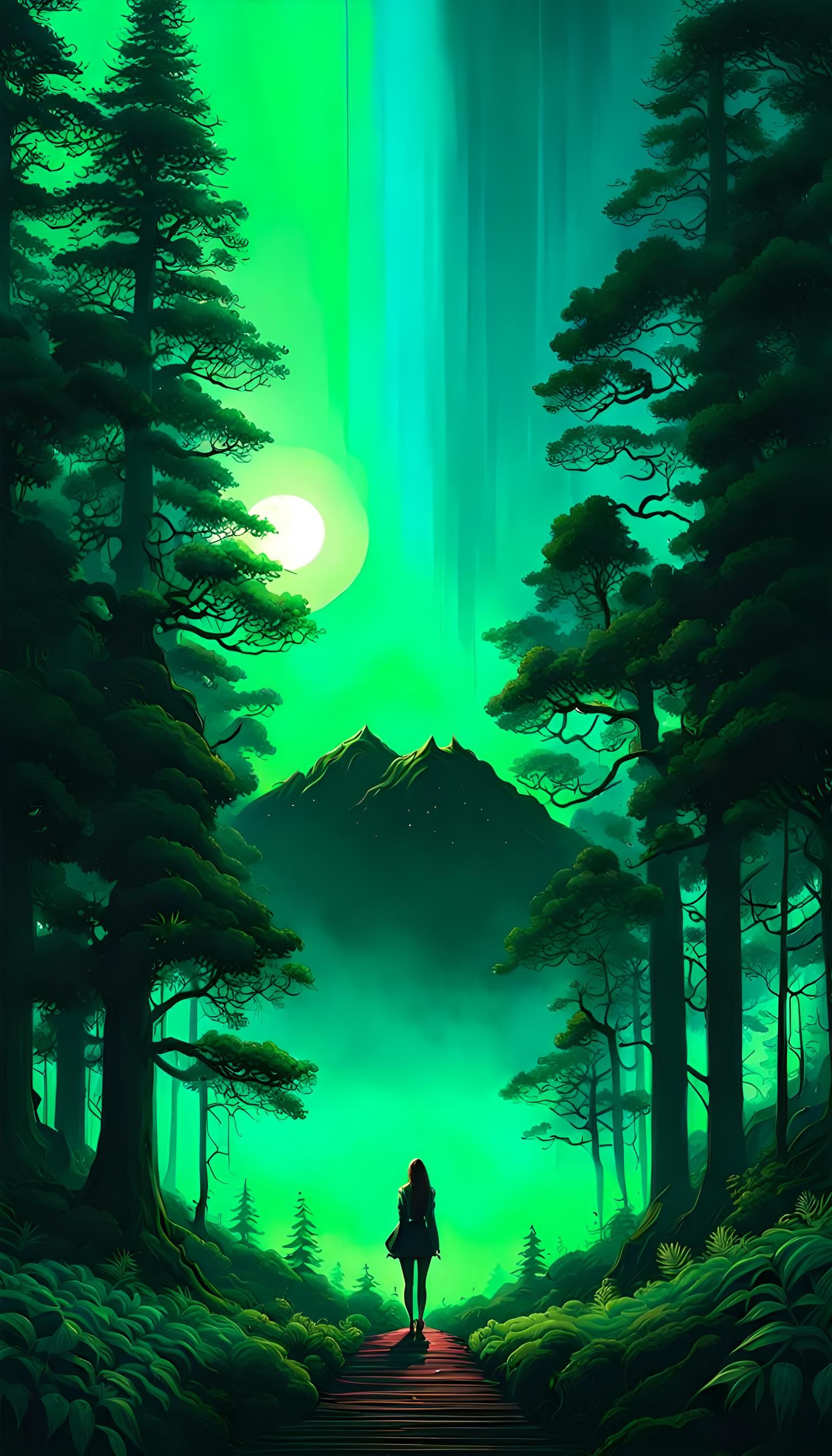 Surreal Green Cloud Forest Fantasy Art