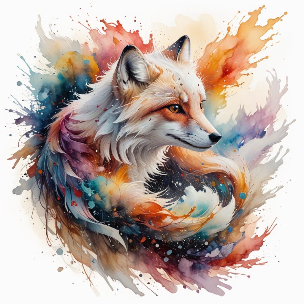 Fierce Arctic Fox in Turbulent Winter Stormscape