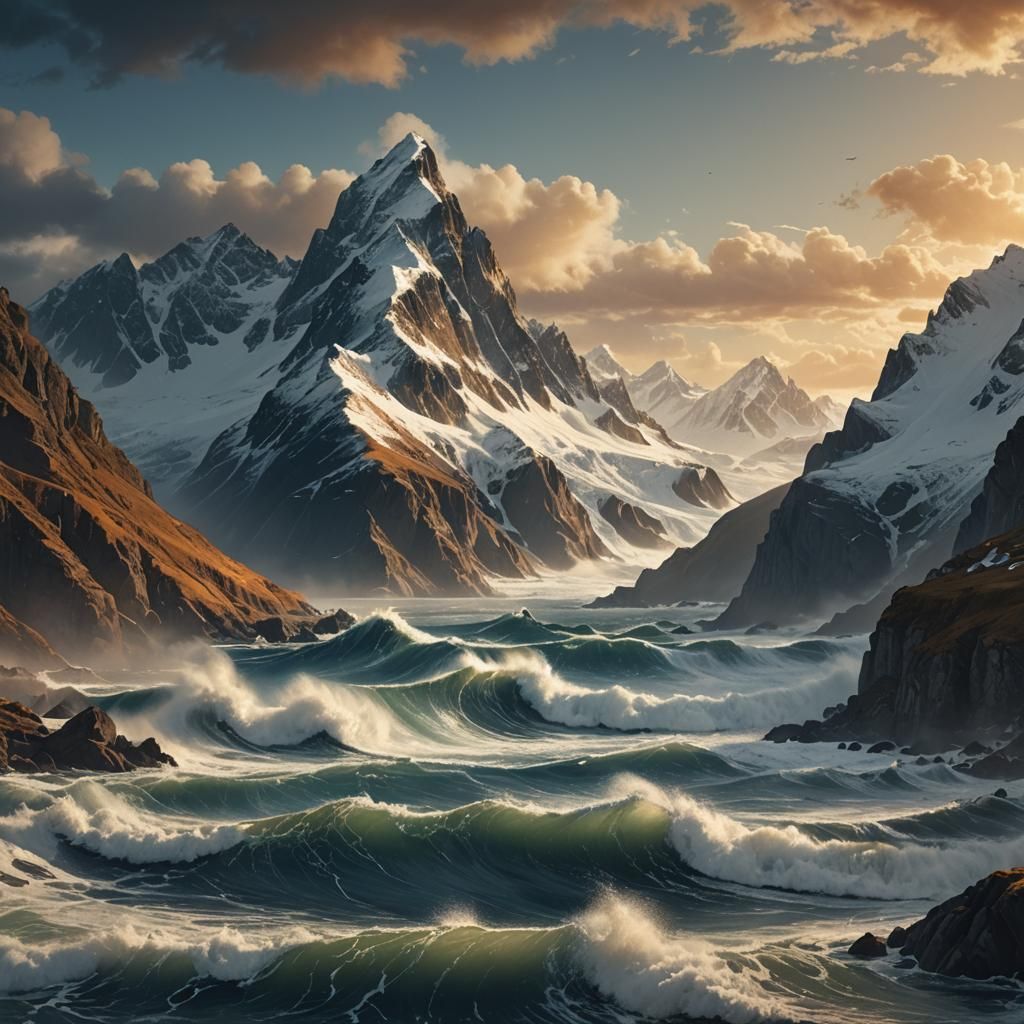 Coastal Mountains in Golden Hour Light