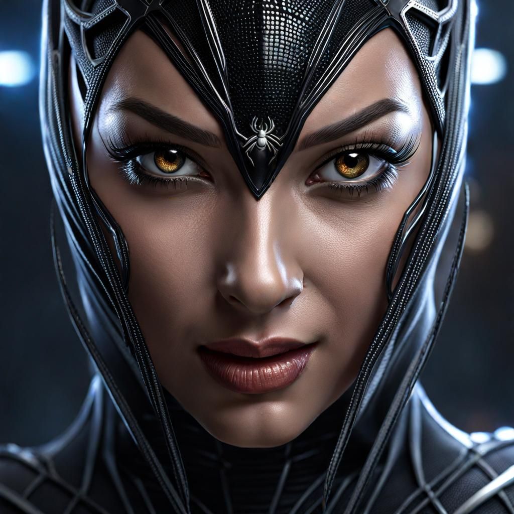 Hyperrealistic Spider-Woman Portrait in 8K Resolution