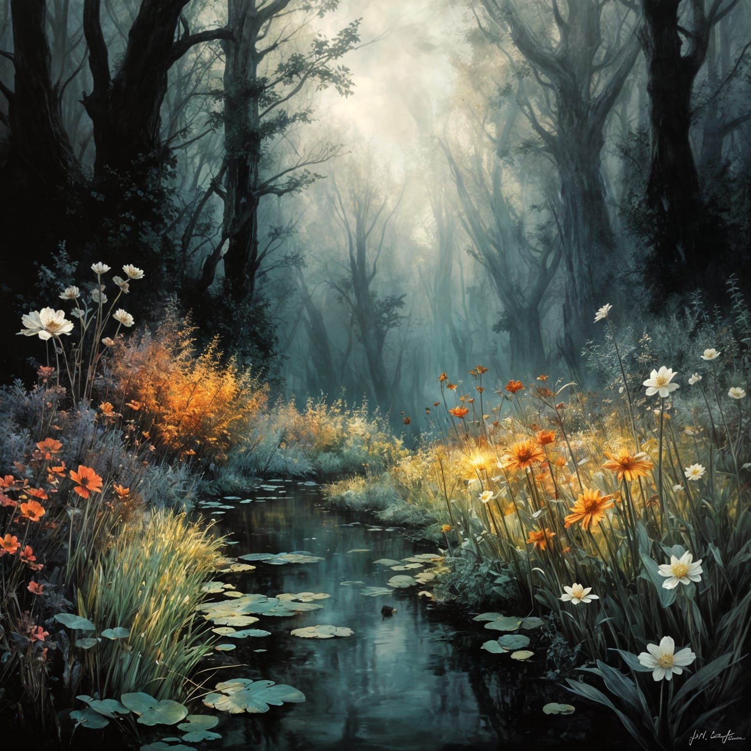 Flowers by the stream