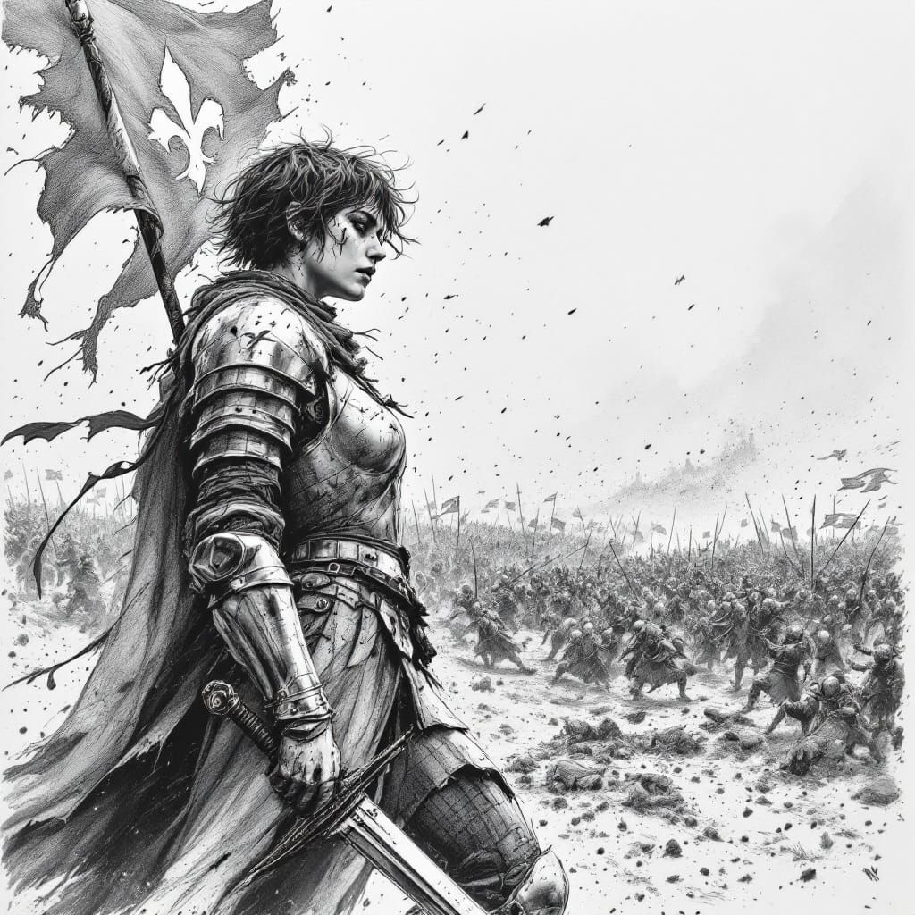 Detailed Line Art Knight in Battlefield Vista