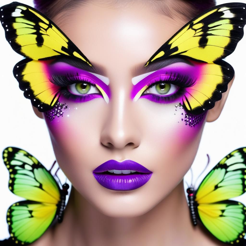 Face Close-up with Butterfly Wing Makeup