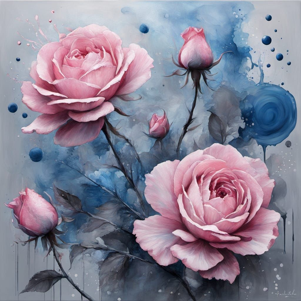 Gun Powder Rose in Surreal Cyberpunk Fog