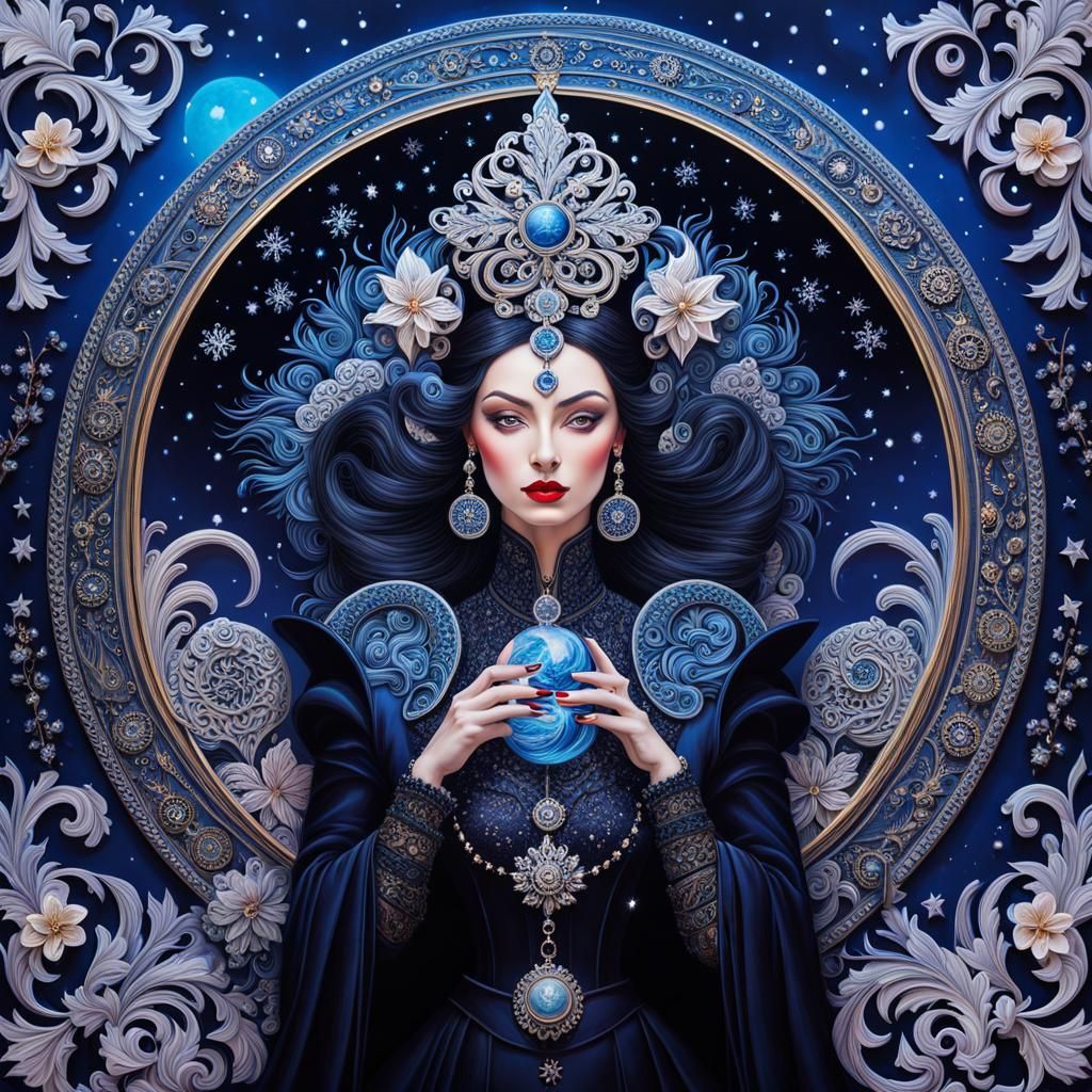 Maximalist Winter Queen in Aubusson Tapestry Style