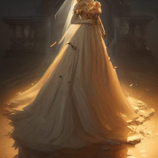 Lion in Wedding Dress: Dark Fantasy Art