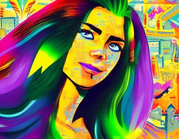 Hyperpop Woman with Discman in Digital Art