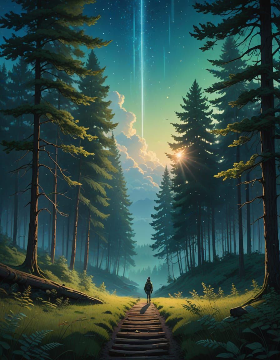 Dreamlike Bridge of Light Connects Earth to Sky