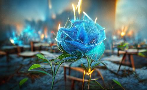 Blue Rose Ablaze: A Fiery Floral Fantasy