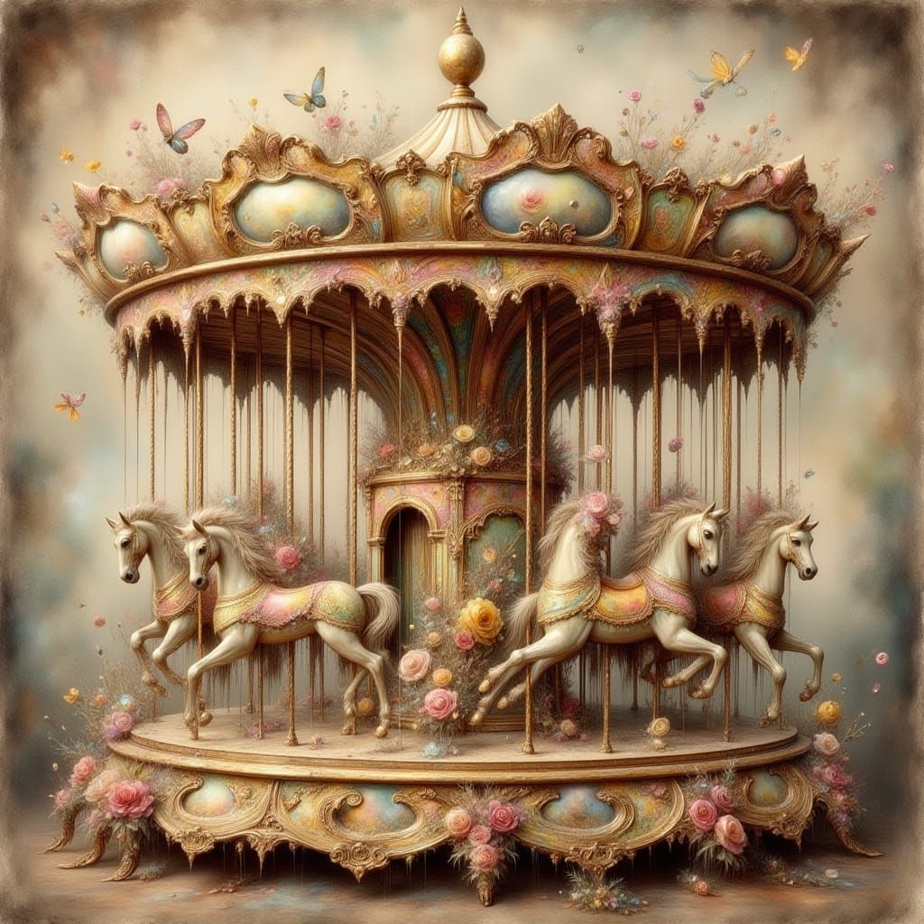 Ornate Carousel in Dreamy, Whimsical Style