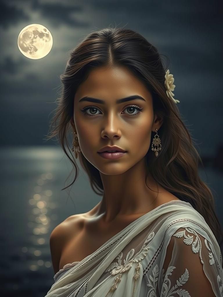 Moonlit Portrait of a Young Woman from Panama