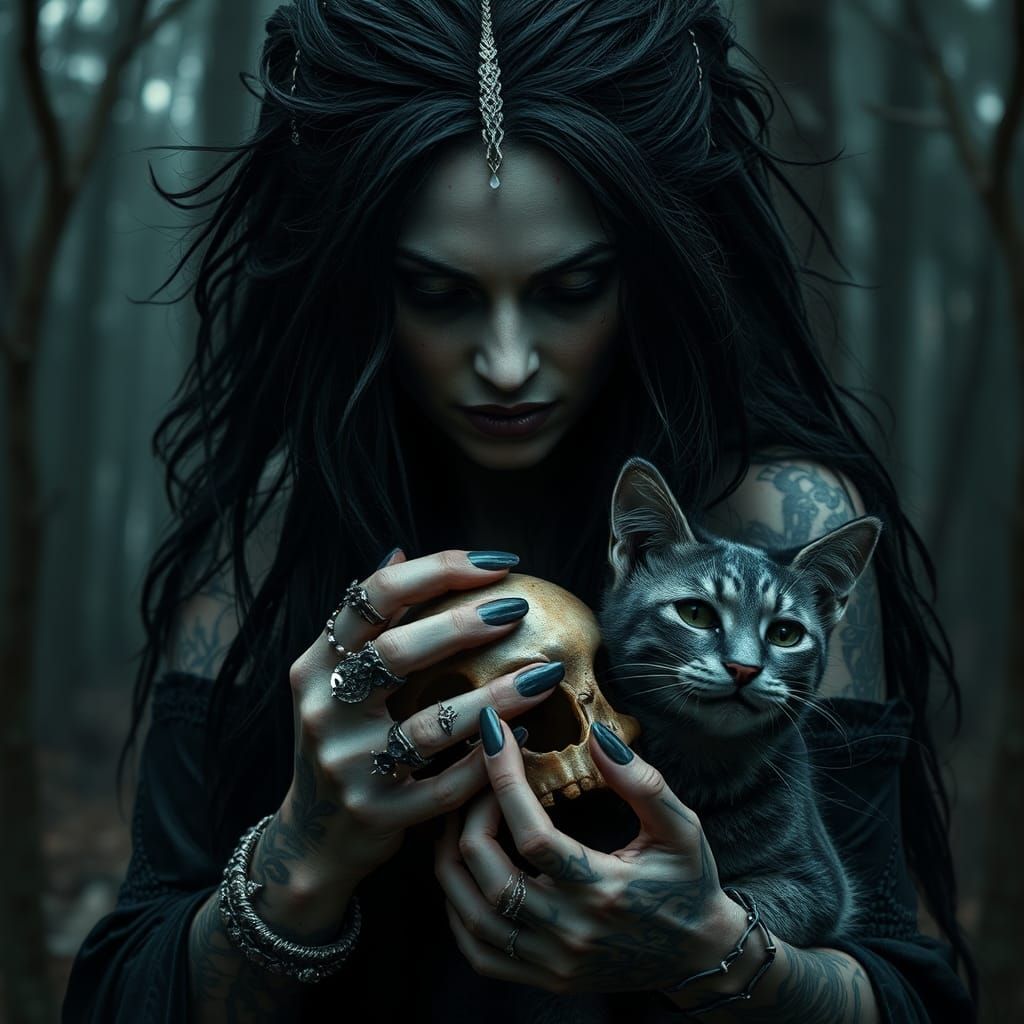 Angry Witch Portrait in Dark Fantasy Style