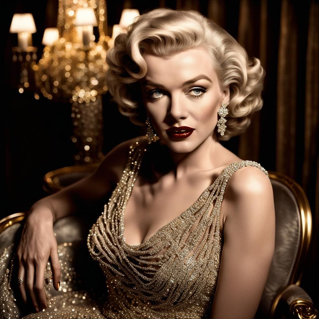 Glamorous Hollywood Portrait in Opulent Style