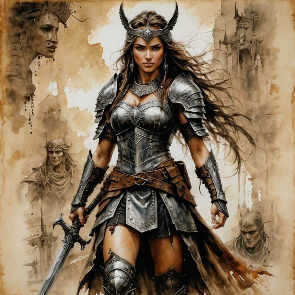 Female Warrior with Perfect Smile in Hyper-Realism Style