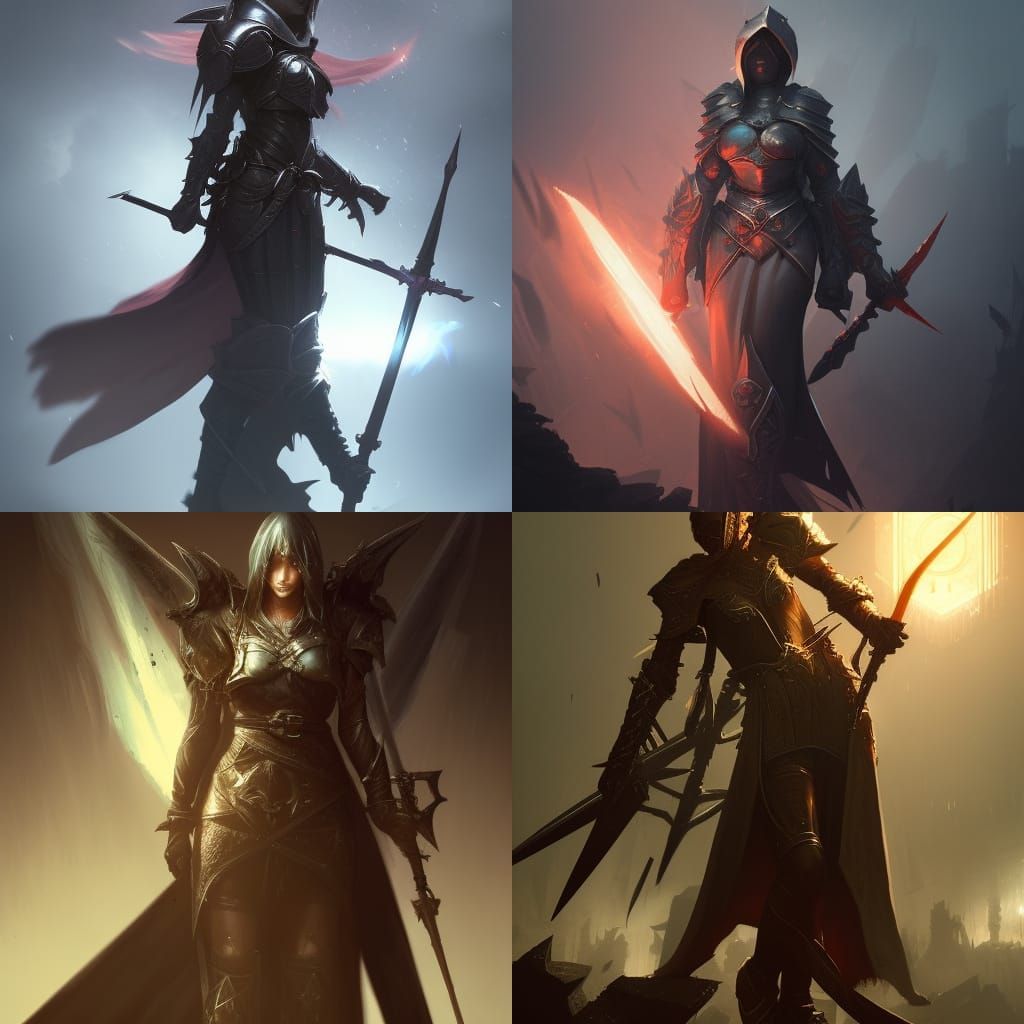 Woman Templar Knight in Dark Fantasy Style