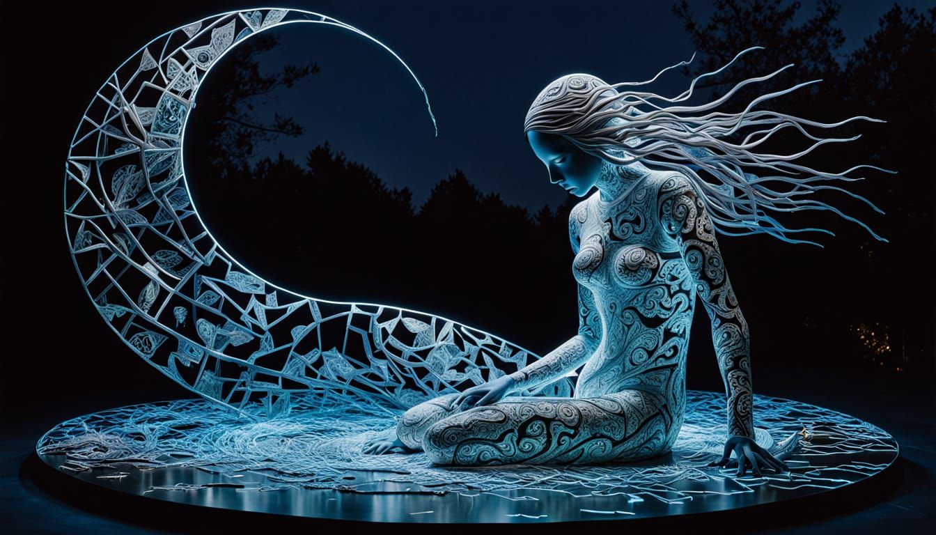 Surreal Labyrinthine Masterpiece with Glowing Creatures and ...