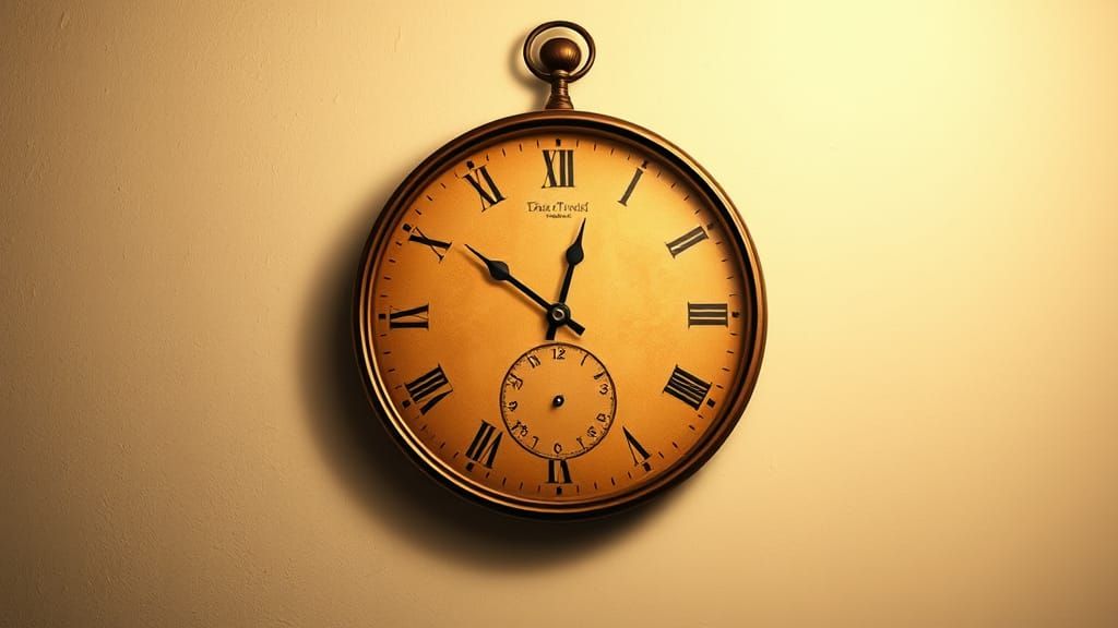 Golden Clock in Sepia Tone Ticks in Perfect Rhythm