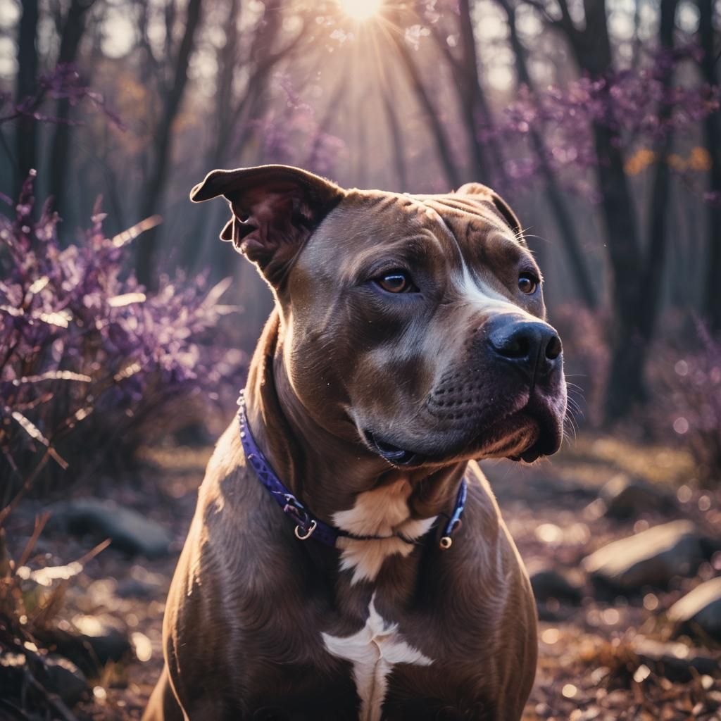 Dreamy Double Exposure Pitbull Portrait in 8k