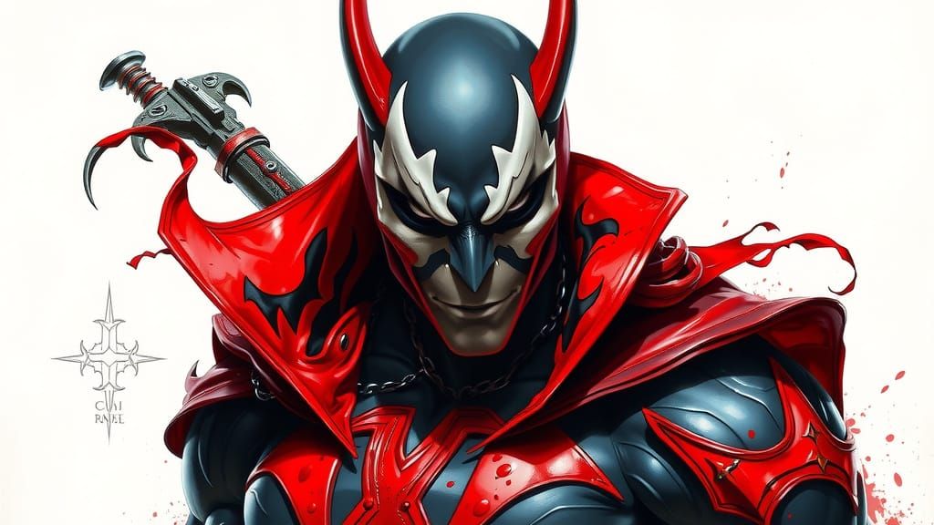 Comic Book Spawn Portrait in Smooth Comic Book Art Style