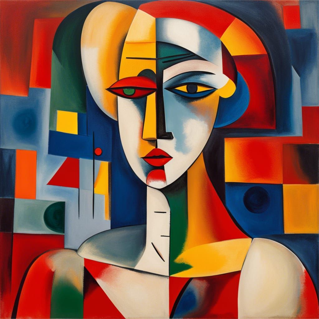 Female Athlete Throwing Discus in Abstract Expressionist Sty...