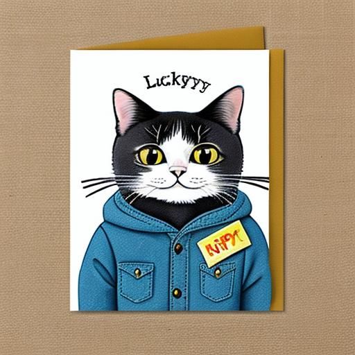 Cat Greeting Card Wishing Luck