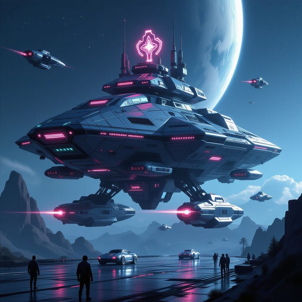 Gargantuan Sci-Fi Battle Fortress on Alien Battlefield