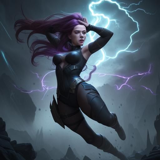 Magic Warrior Leaping with Energy, Dark Fantasy Art