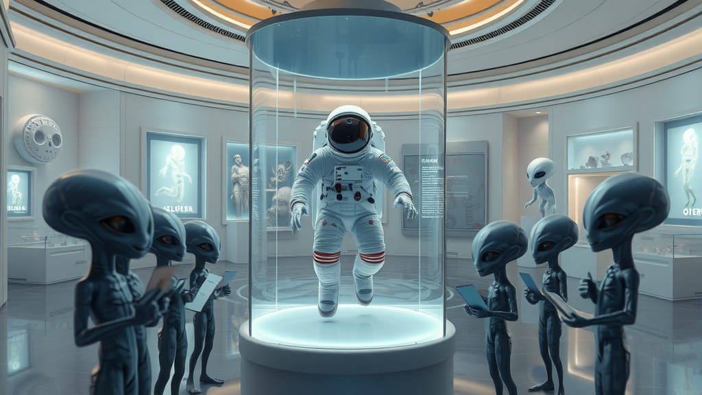 Astronaut in Glass Case, Observed by Alien Visitors in Futur...