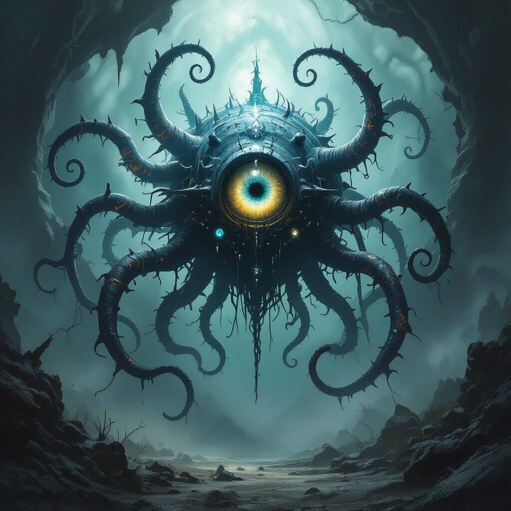 Mystical Beholder in a Dark Realm