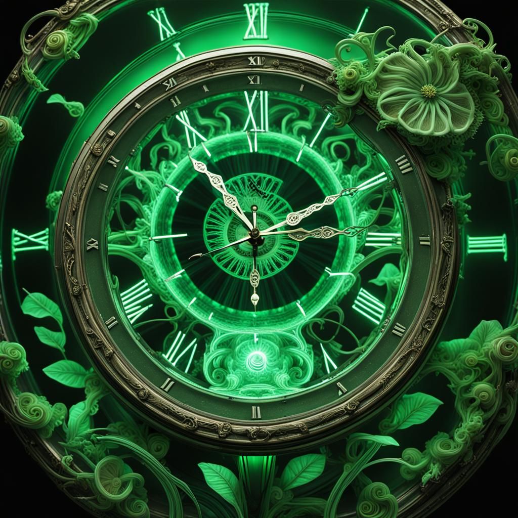 Hourglass Keyboard with Neon Spirals in Steampunk Style