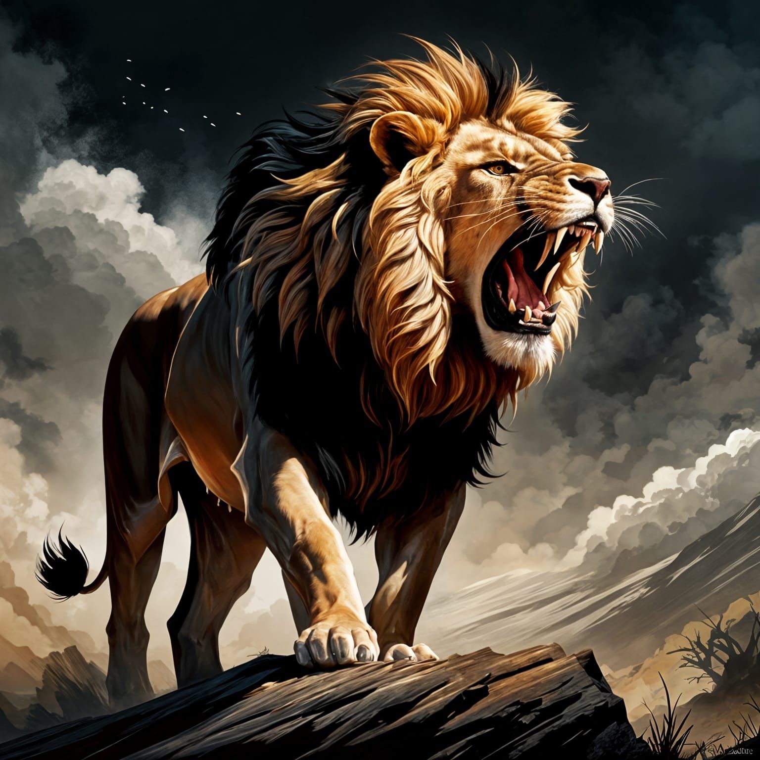 Powerful Lion's Roar Illustration