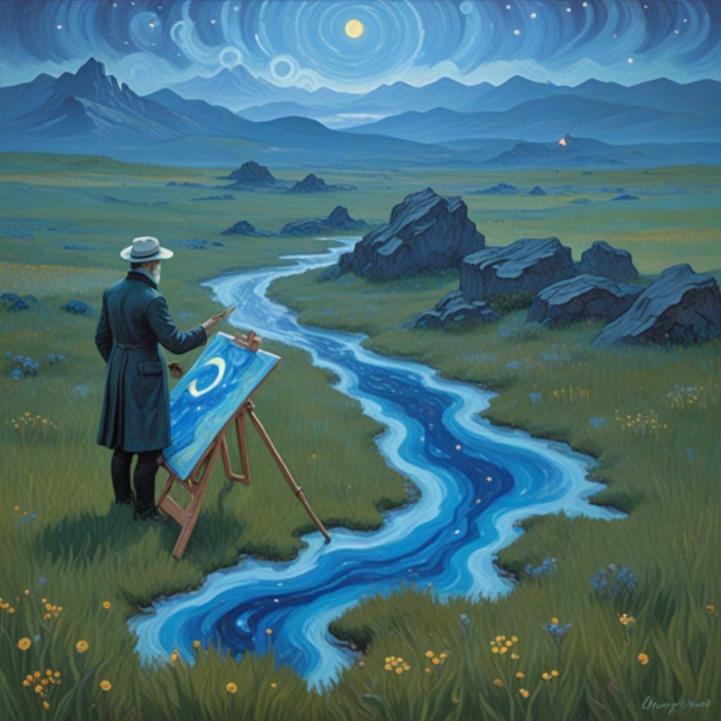 Cosmic Ocelot Paints Surreal Van Gogh-Inspired Landscape