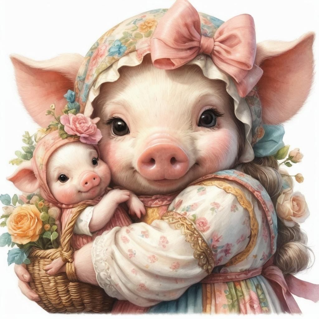 AI Interpretation of Piggie and Momma