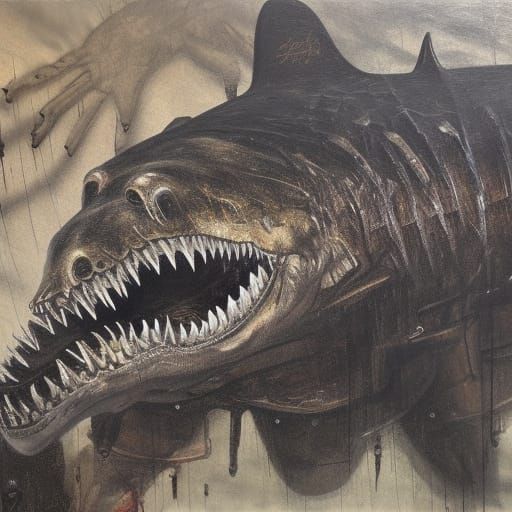 Bear Crocodile Shark Hybrid in Hyperrealistic Style