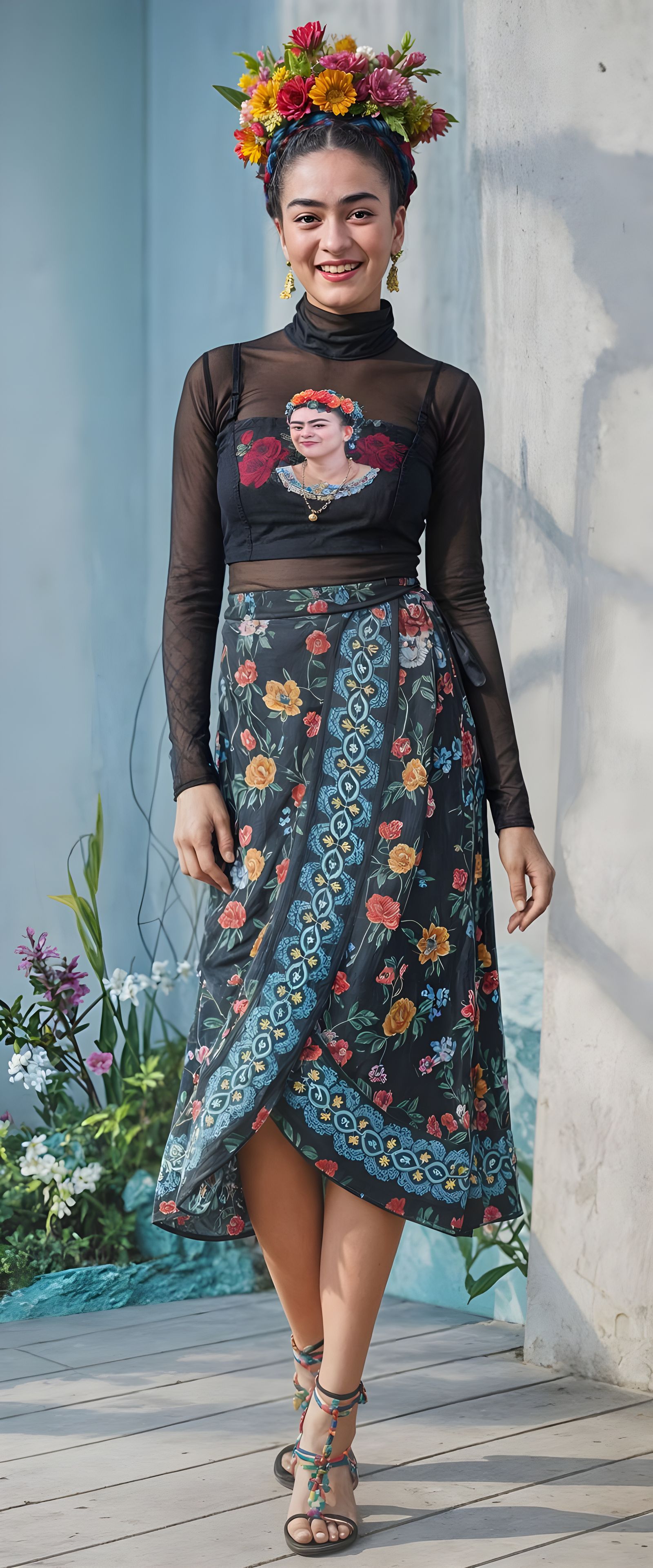 Frida Kahlo Laughing in Natural Light Portrait