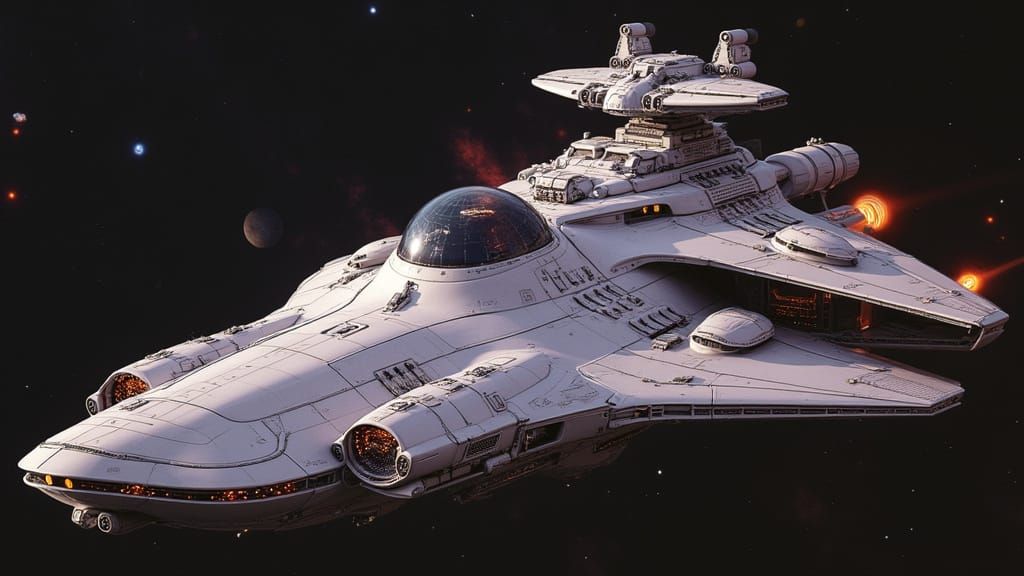 Cyberpunk Space Warship in Stellar Expanse
