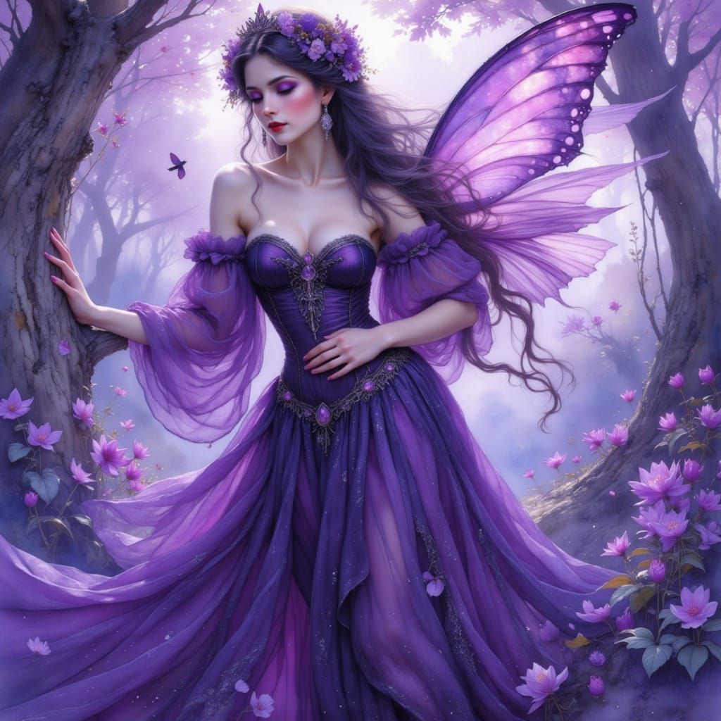 Fairy in Ultraviolet and Amethyst Hues, Isekai Anime Style