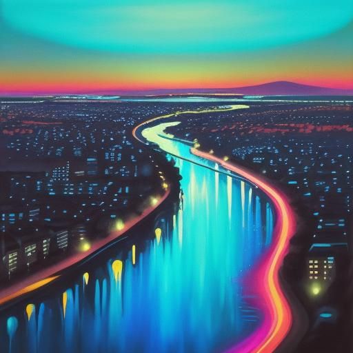 Stylized Flower on Serene Lake as Street Art