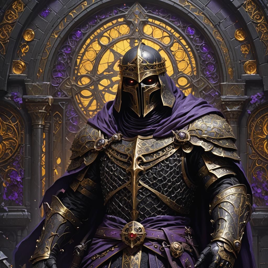 Death Templar in Black Chainmail, Dark Fantasy Art