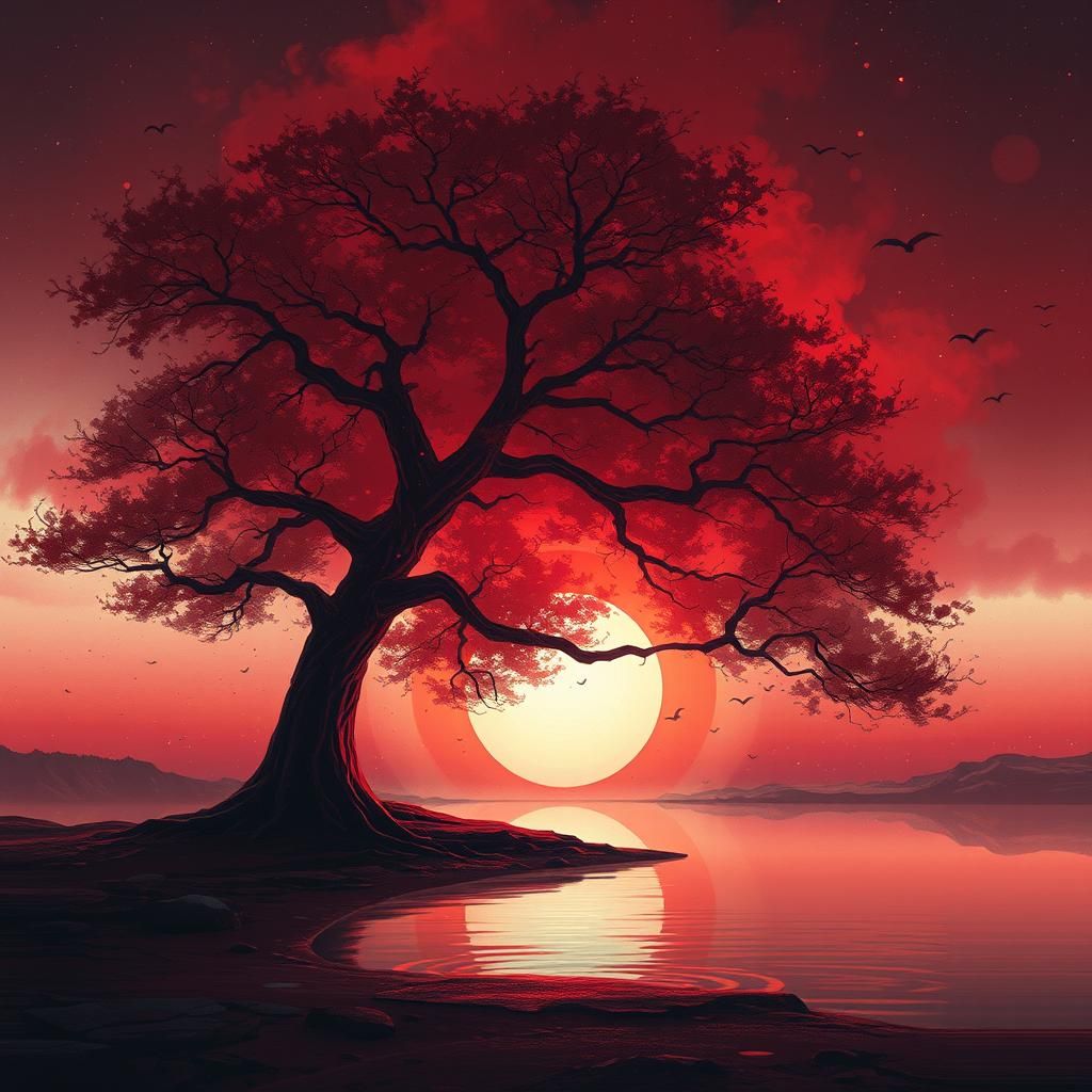 Ornate Cyrillic Letter in Mystical Landscape