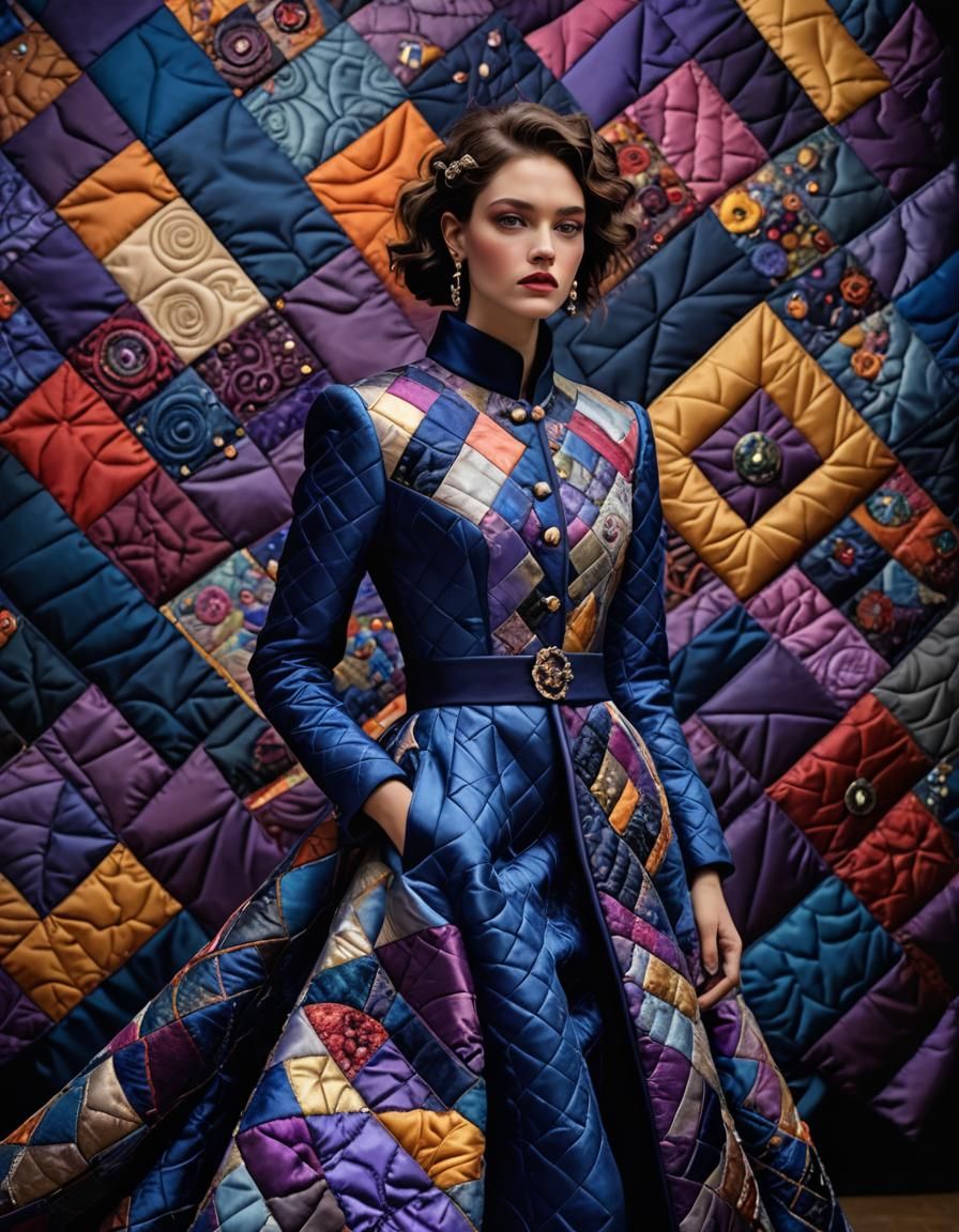 Quilted Gown on Runway: Maximalist Digital Fashion