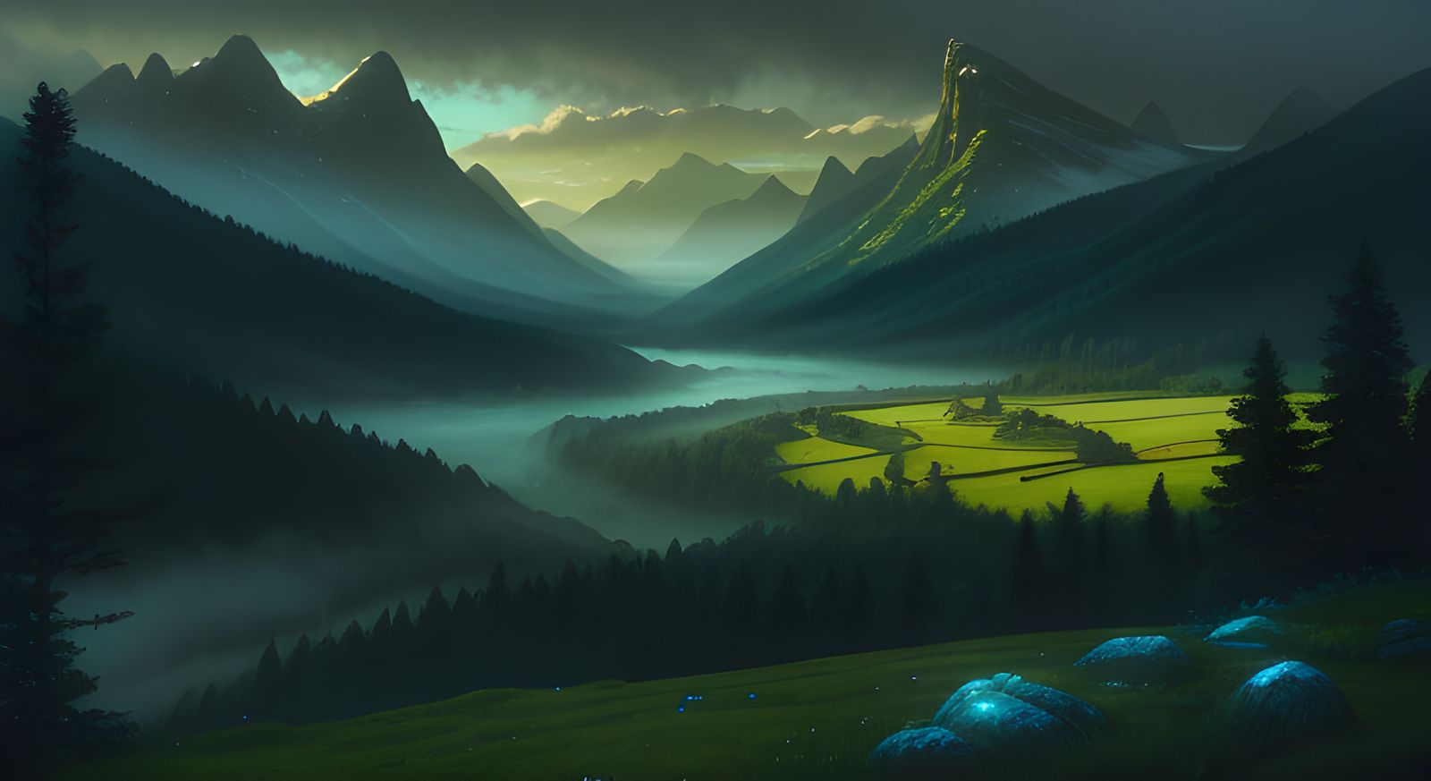 Serene Nordthra Valley in Wholesome Fantasy Style