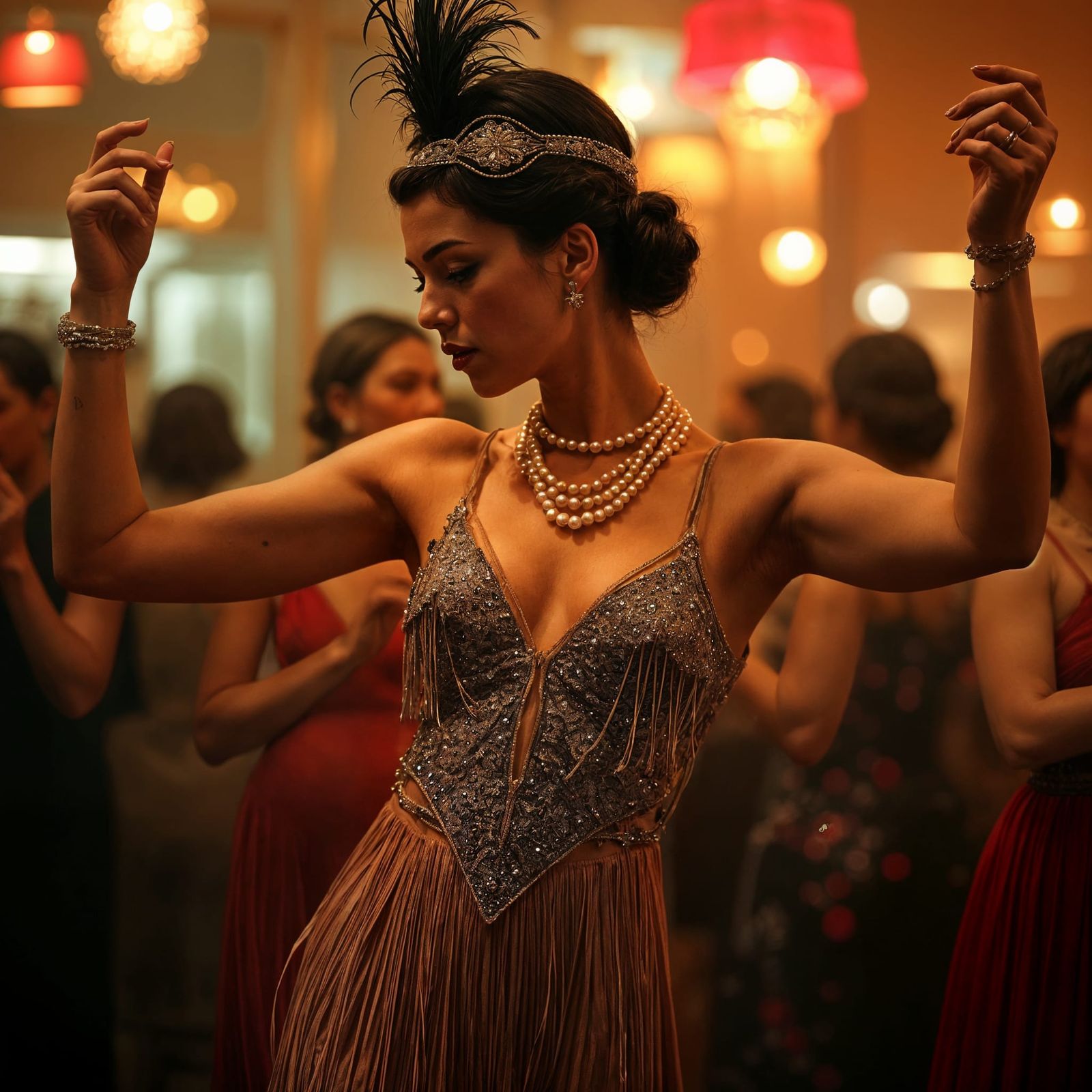 Glamorous Flapper Woman in Vintage Style