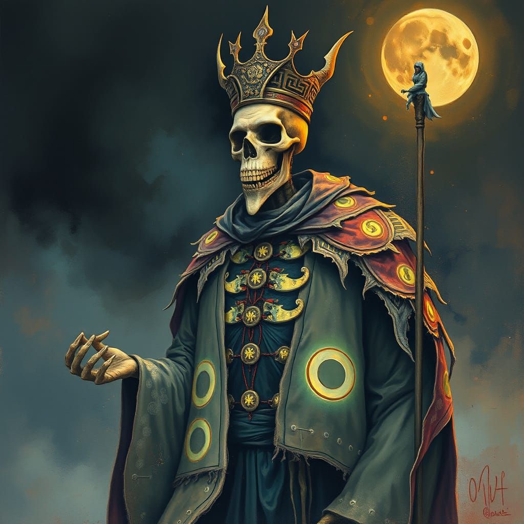 Surreal Wishbone King in Gouache and Watercolor Style