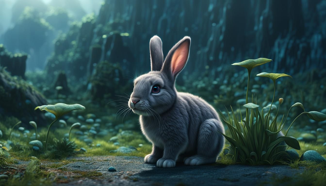 Adorable Bunny in Detailed Digital Matte Painting