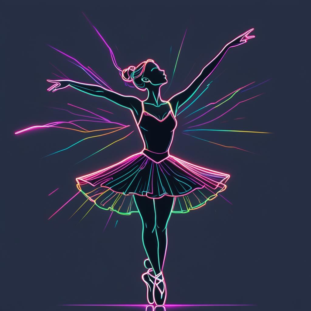 Neon Ballerina Dances in Vibrant Outline