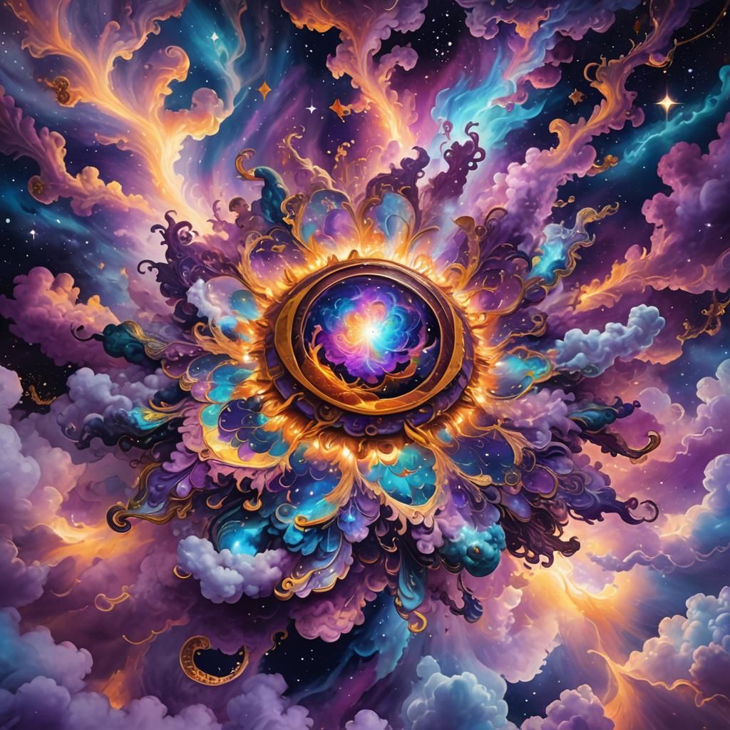 Astral Cosmic Being in a Psychedelic Dreamscape