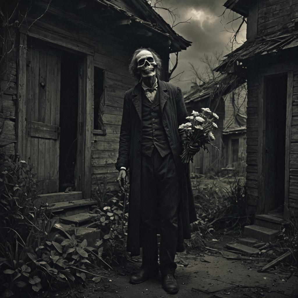 Macabre Figure Invites You to a Gothic Mansion