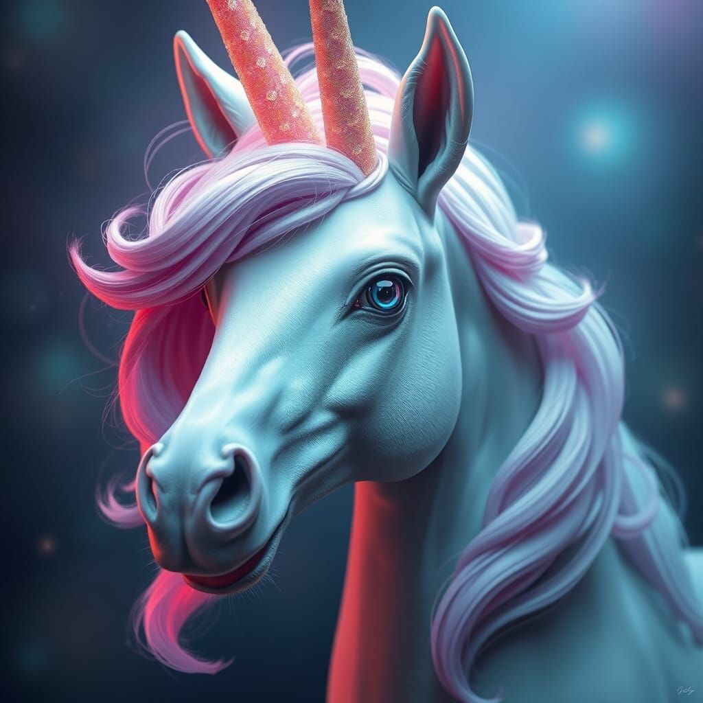 Pastel Rabbit Unicorn with Bright Eyes