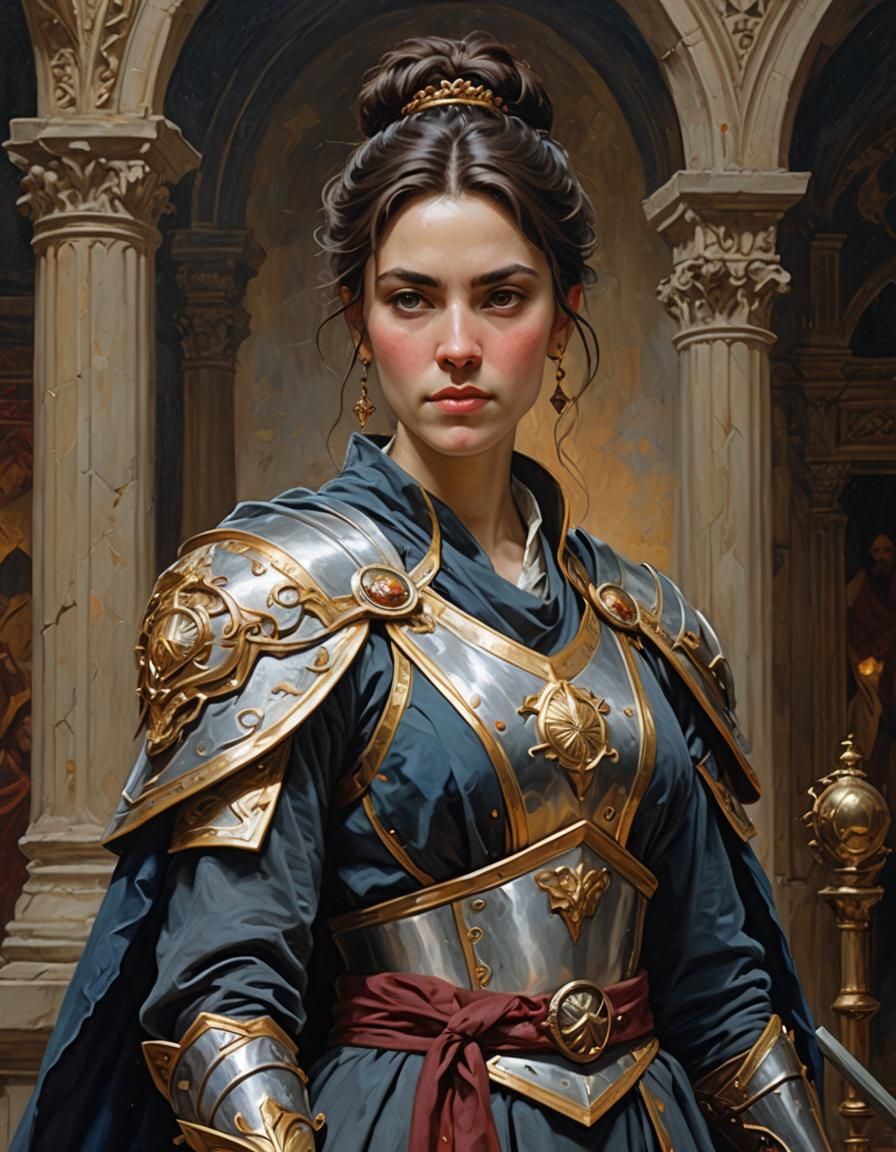 Battlemage Portrait in Academicist Oil Paint Style